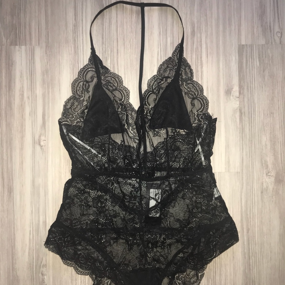 Black lace body suit